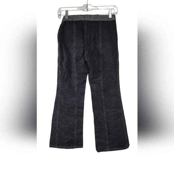 Tommy Hilfiger Dark Wash Flared Denim Pants | Size 10 | Retro Zip & Circle Pocke - Picture 2 of 6